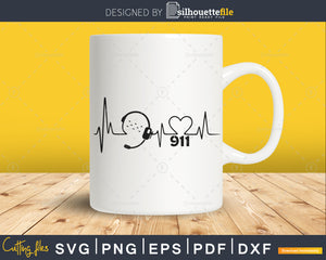 Instant Download Cut File SVG  911 Dispatcher Heartbeat Headset svg pdf png cutting files for silhouette or cricut