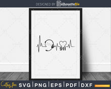 Load image into Gallery viewer, Instant Download Cut File SVG  911 Dispatcher Heartbeat Headset svg pdf png cutting files for silhouette or cricut
