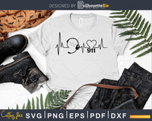 Load image into Gallery viewer, Instant Download Cut File SVG  911 Dispatcher Heartbeat Headset svg pdf png cutting files for silhouette or cricut
