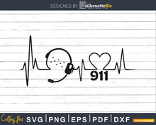 Load image into Gallery viewer, Instant Download Cut File SVG  911 Dispatcher Heartbeat Headset svg pdf png cutting files for silhouette or cricut
